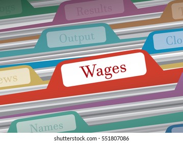 Wages folder in file folders personal finance, vector illustration