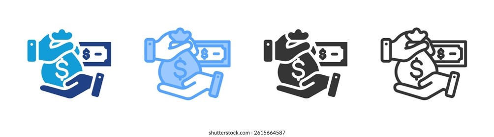 Wages icon set multiple style collection