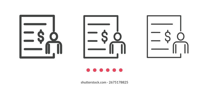 Ícone Salários. Vetor de ícone de linha fina.