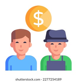 Wages of persons in flat icon