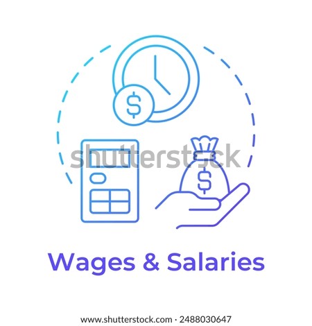 Wages and salaries blue gradient concept icon. Payment practice, work hours. Compensation calculation. Round shape line illustration. Abstract idea. Graphic design. Easy to use in infographic