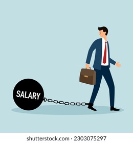 Wages salary slavery businessman worker concept vector illustration.
