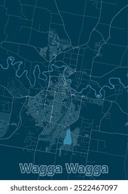 Wagga Wagga, Australia cartel de mapa de plano artístico