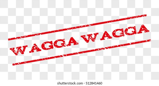 Wagga watermark stamp. Text caption between parallel lines with grunge design style. Rubber seal stamp with dirty texture. Vector red color ink imprint on a chess transparent background.