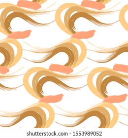 Wagging fox tails on a white background. Triple tails. Vector. Pattern.