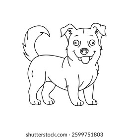 Wagging Happiness The Cheerful Puppy Line Art Design.