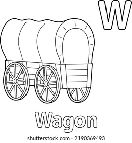 Wagon Alphabet ABC Coloring Page W