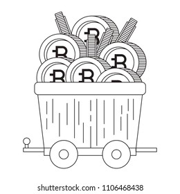 wagon with bitcoin commerce technology icon