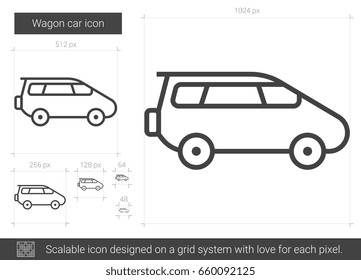 Icono de línea vectorial de vagón aislado en fondo blanco. Icono de línea de vagón para infografía, sitio web o aplicación. Icono escalable diseñado en un sistema de cuadrícula.