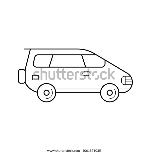 Wagon car vector line icon isolated on white\
background. Wagon car line icon for infographic, website or app.\
Icon designed on a grid\
system.