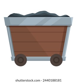 Wagon cart with coal icon cartoon vector. Mine factory. Trolley sector carriage