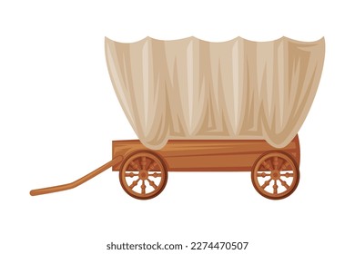 Wagon Cart with Cover as Wild West Transport Vector Illustration