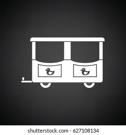Wagon of children train icon. Black background with white. Vector illustration.