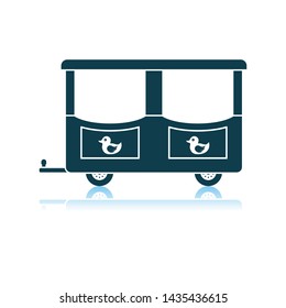 Wagon Of Children Train Icon. Shadow Reflection Design. Vector Illustration.
