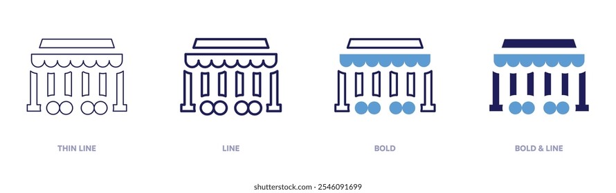 Wagon icon in 4 different styles. Thin Line, Line, Bold, and Bold Line. Duotone style. Editable stroke.