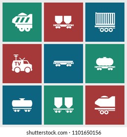 Wagon icon. collection of 9 wagon filled icons such as cargo trailer. editable wagon icons for web and mobile.