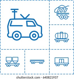 Wagon icon. set of 6 wagon outline icons such as cargo wagon, cargo trailer