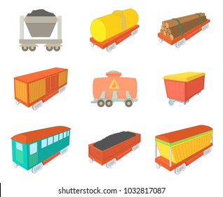 Wagon icon set. Cartoon set of wagon vector icons for web design isolated on white background