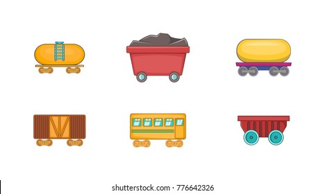 Wagon icon set. Cartoon set of wagon vector icons for web design isolated on white background