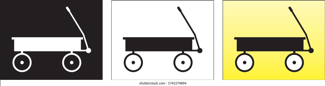 Wagon, icon set, line drawing