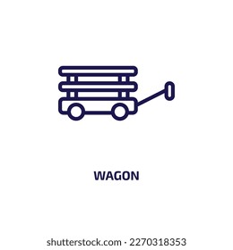 icono del vagón de la colección de transporte. Vagón lineal delgado, transporte, icono de contorno industrial aislado en fondo blanco. Signo de vagón vectorial de línea, símbolo para web y móvil