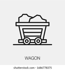 wagon icon vector. Linear style sign for mobile concept and web design. wagon symbol illustration. Pixel vector graphics - Vector.