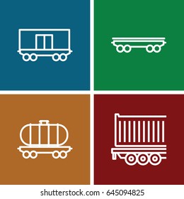 Wagon icons set. set of 4 wagon outline icons such as cargo wagon