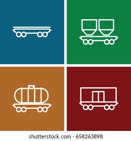 Wagon icons set. set of 4 wagon outline icons such as