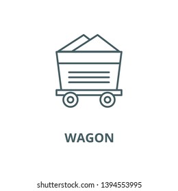 Wagon, industrial equipment vector line icon, linear concept, outline sign, symbol