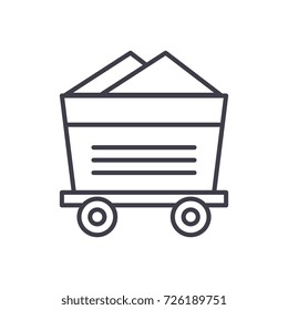 wagon, industrial equipment vector line icon, sign, illustration on background, editable strokes