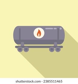 Wagon kerosene tank icon flat vector. Chemical container energy. Camp petrol handle