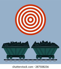 Wagon loaded with coal icon. Target concept.