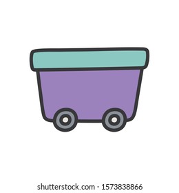 wagon on wheels toy plastic icon on white background vector illustration