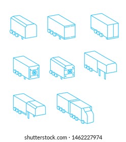 wagon trailer (caravan) icon set. hindi carriage caravan delivery logistic export,import symbol track cargo container vector illustration