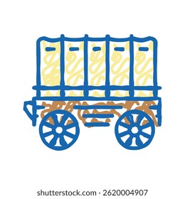 Carro remolque doodle icono bosquejo Vector. carro remolque signo. ilustración de símbolo aislado