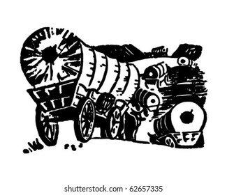 Wagon Train - Retro Clipart Illustration