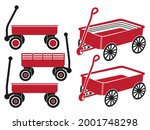Wagon transportation, Red Wagon Illustration, Wagon Collection Vector illustration isolated