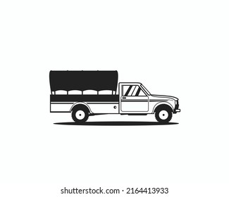 Wagon truck carriage rural public transportation safari car side view vector illustration