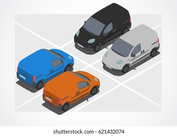 Wagon, van, pickup. Car for Isometric world