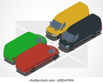 Wagon, van, pickup. Colored car for Isometric world