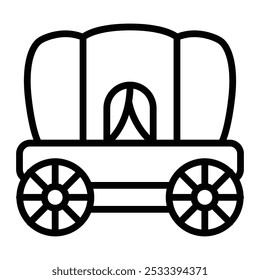 Design do ícone de linha vetor do vagão