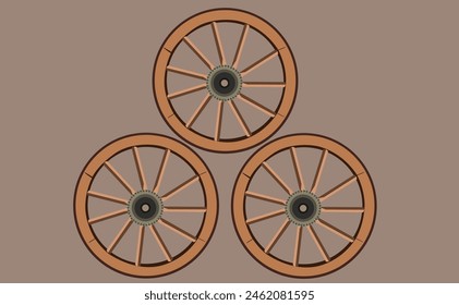 Rueda de vagón sobre fondo oscuro. Ilustración vectorial.