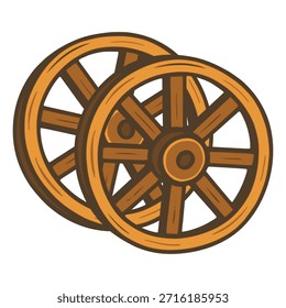 Diseño de Plantilla de Ilustración vectorial de color plano de transporte redondo de rueda de vagón