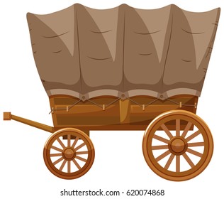 Wagon with wooden wheels illustration