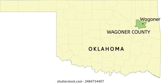 Wagoner County and city of Wagoner location on Oklahoma state map