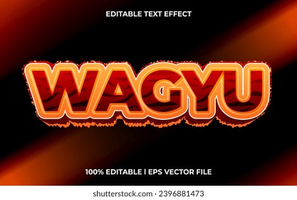 Wagyu beef 3d text effect, editable text for template headline