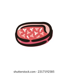 Wagyu beef - Japanese modern culture icon (Hand-drawn line, colored version)