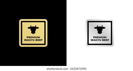 Etiqueta de carne Wagyu o Vector de etiqueta de carne premium wagyu aislado. Mejor Premium wagyu etiqueta de carne de vacuno para el elemento de diseño de embalaje del producto. Etiqueta elegante de la carne de vacuno de Premium para el elemento de diseño de embalaje.