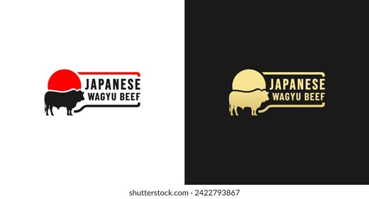 Wagyu beef logo or Japanese Wagyu beef label vector isolated. Best wagyu beef logo or kobe beef logo for packaging product of premium meat from japan.