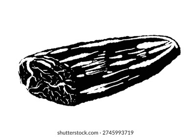 Wagyu Beef Long Block Meat Raw Monochrome